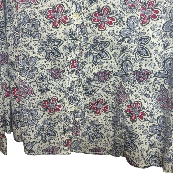 Tommy Hilfiger Blue and Red Casual Button Down Shirt Flowers Cotton Size large - Picture 4 of 11